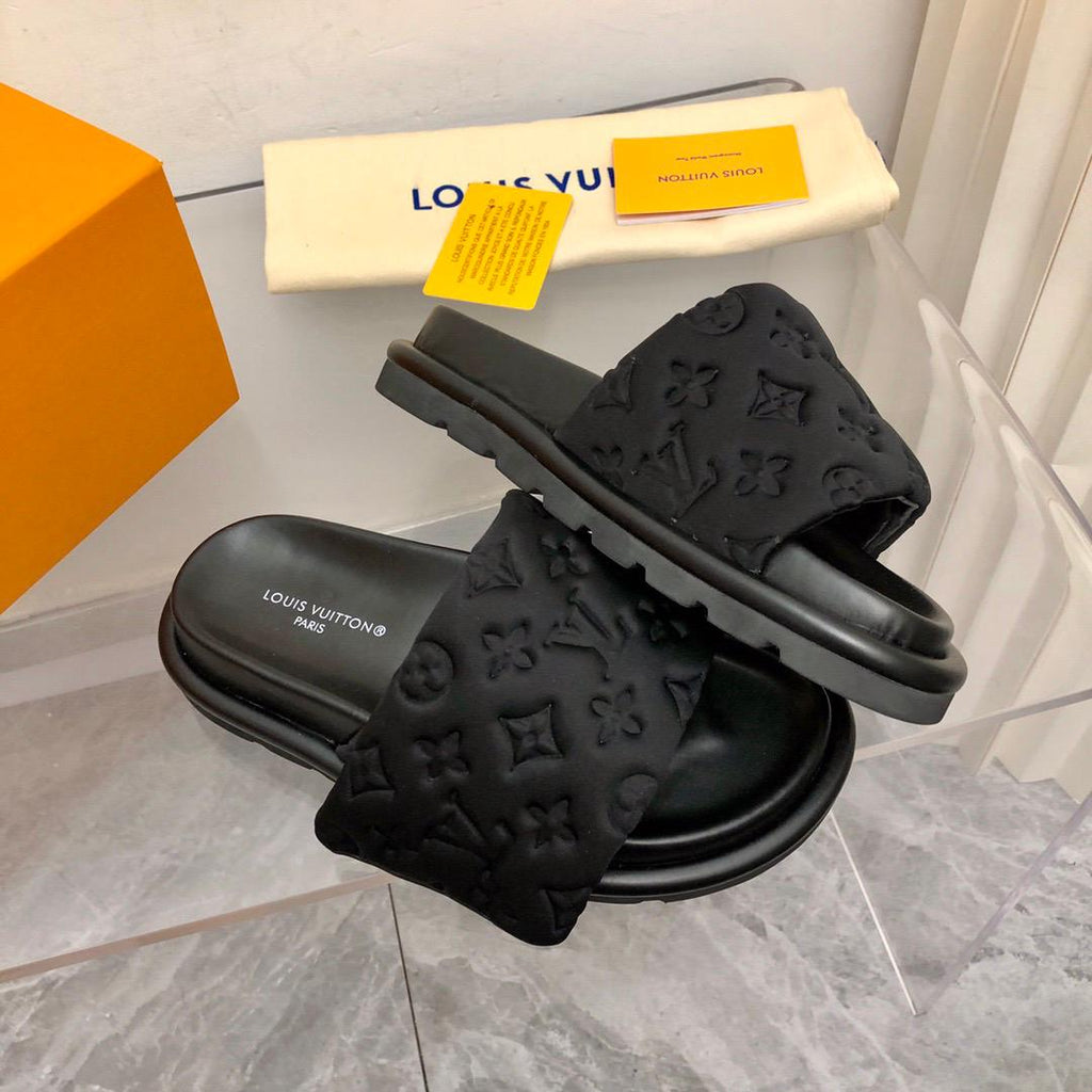 Midnight Embossed Comfort Slides