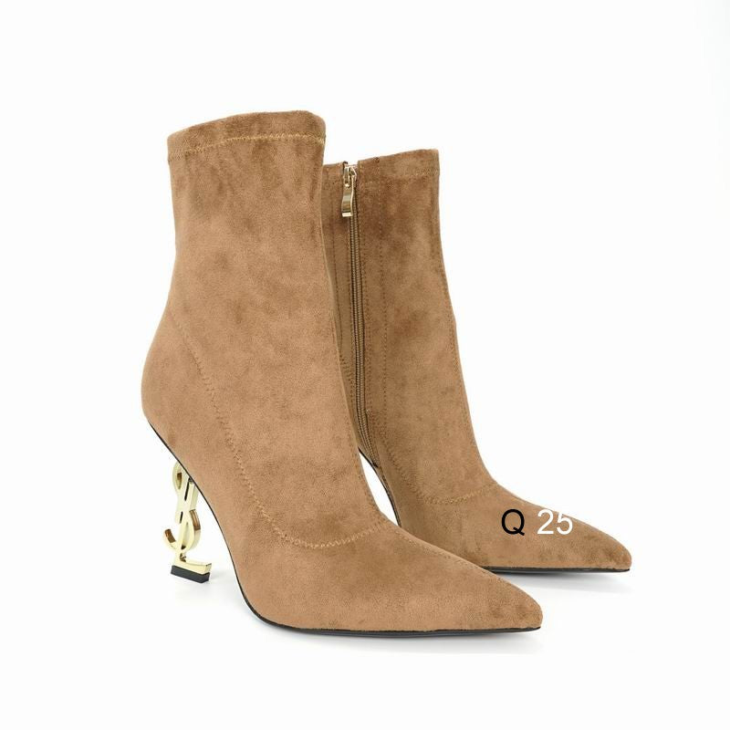 Pointed-Toe Ankle Boots with Sculpted Heel