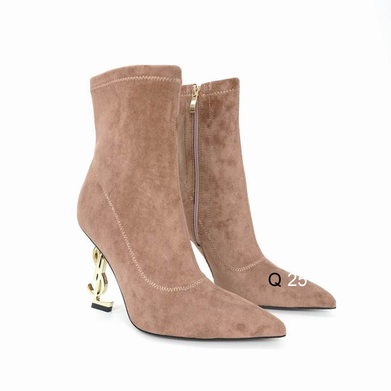 Pointed-Toe Ankle Boots with Sculpted Heel
